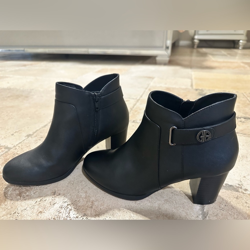 Black leather Booties